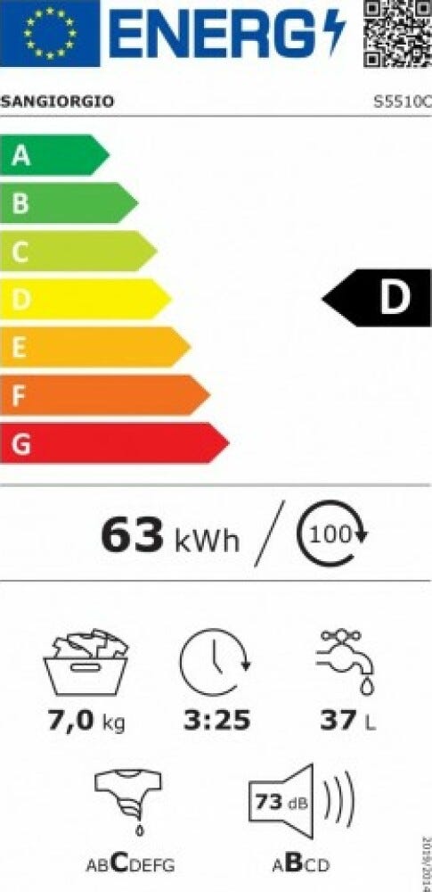 SanGiorgio S5510C Lavatrice cm. 60 - capacità 7 kg - bianco
