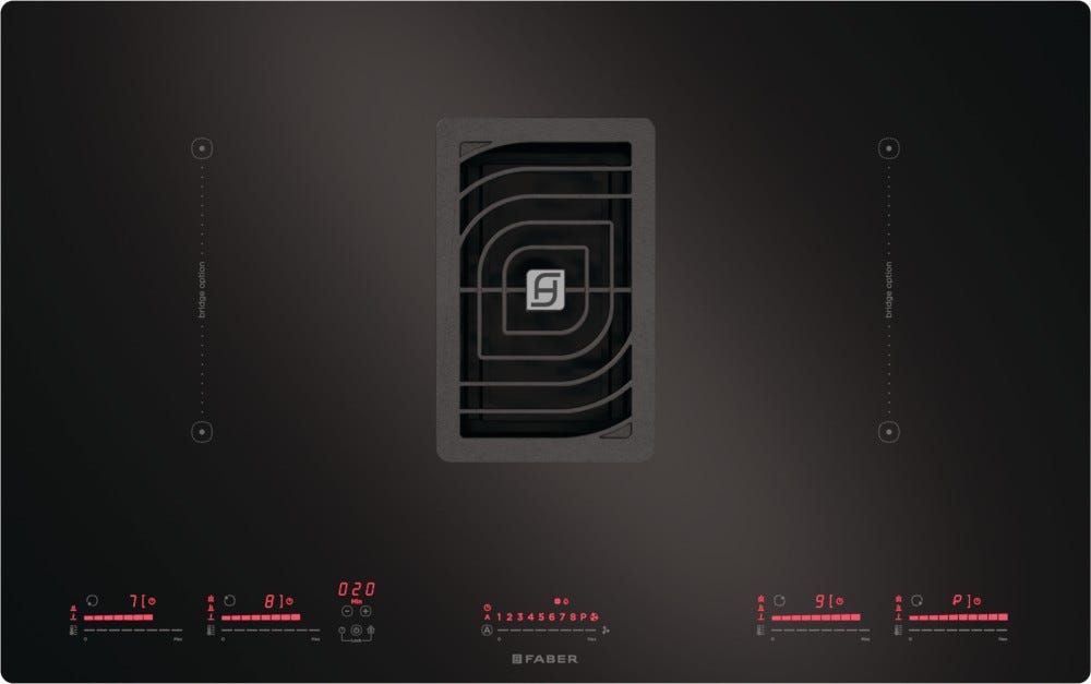Faber GALILEO BK GLASS NG A830 Dream Piano cottura ad induzione cm. 83 con cappa integrata da 700 m3/h - vetroceramica nero