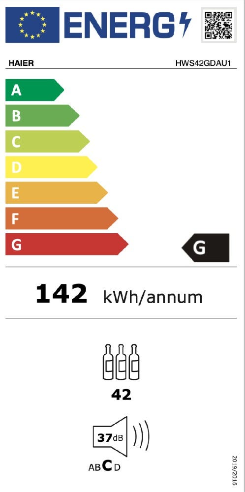 Haier HWS42GDAU1 Serie 7 Cantina vino a libera installazione cm. 50 - 42 bottiglie - nero