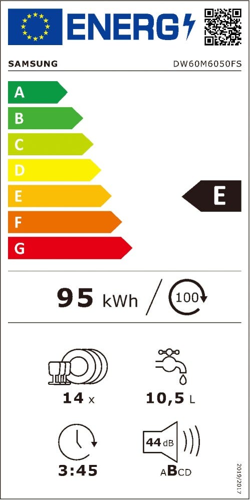 Samsung DW60M6050FS Lavastoviglie a libera installazione cm. 60 - 14 coperti - silver