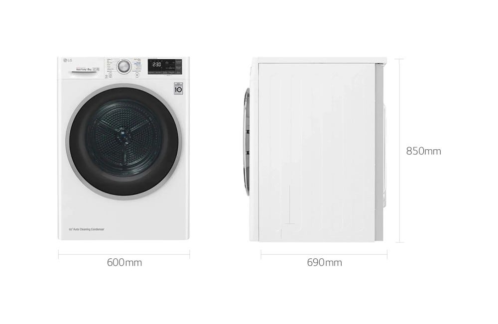 LG RC80U2AV4Q Asciugatrice cm. 60 - capacità 8 kg - bianco