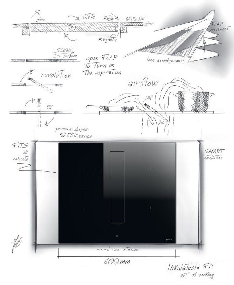 Elica NIKOLATESLA FIT BL/A/60 Piano cottura induzione cm. 60, cappa integrata, vetro nero