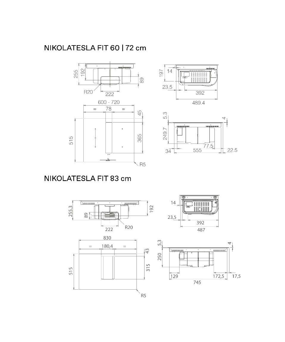 Elica NIKOLATESLA FIT BL/A/72 Piano cottura induzione cm. 72, cappa integrata, vetro nero