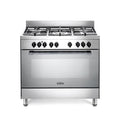 De Longhi GEMMA96MED Gemma Cucina da accosto cm 90 - 5 fuochi + 1 forno elettrico - scaldavivande - inox