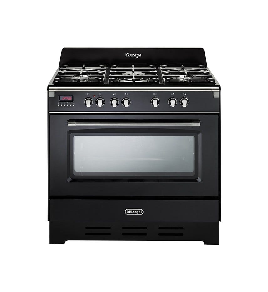 De Longhi MEM965NNED Mastercook Cucina da accosto cm 90 - 5 fuochi + 1 forno elettrico - scaldavivande - nero