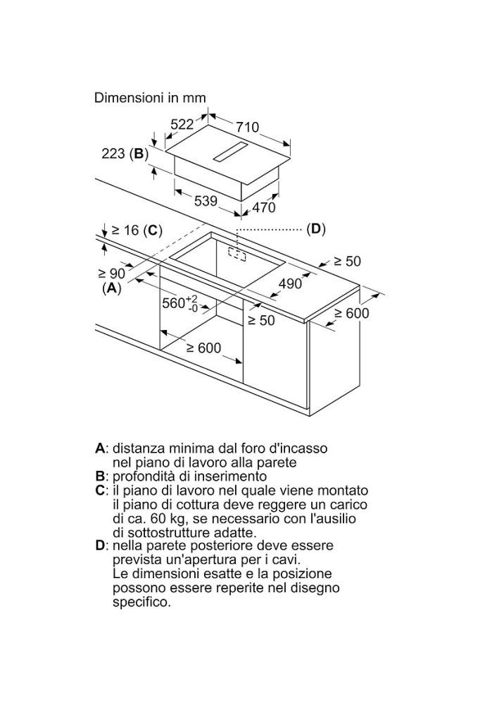 Siemens ED711FQ15E iQ500 Piano cottura a induzione cm. 70 con cappa integrata da 622 m3/h - vetroceramica nero