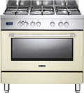 De Longhi PRO96MCED Professional Cucina da accosto cm 90 - 5 fuochi + 1 forno elettrico - scaldavivande - crema