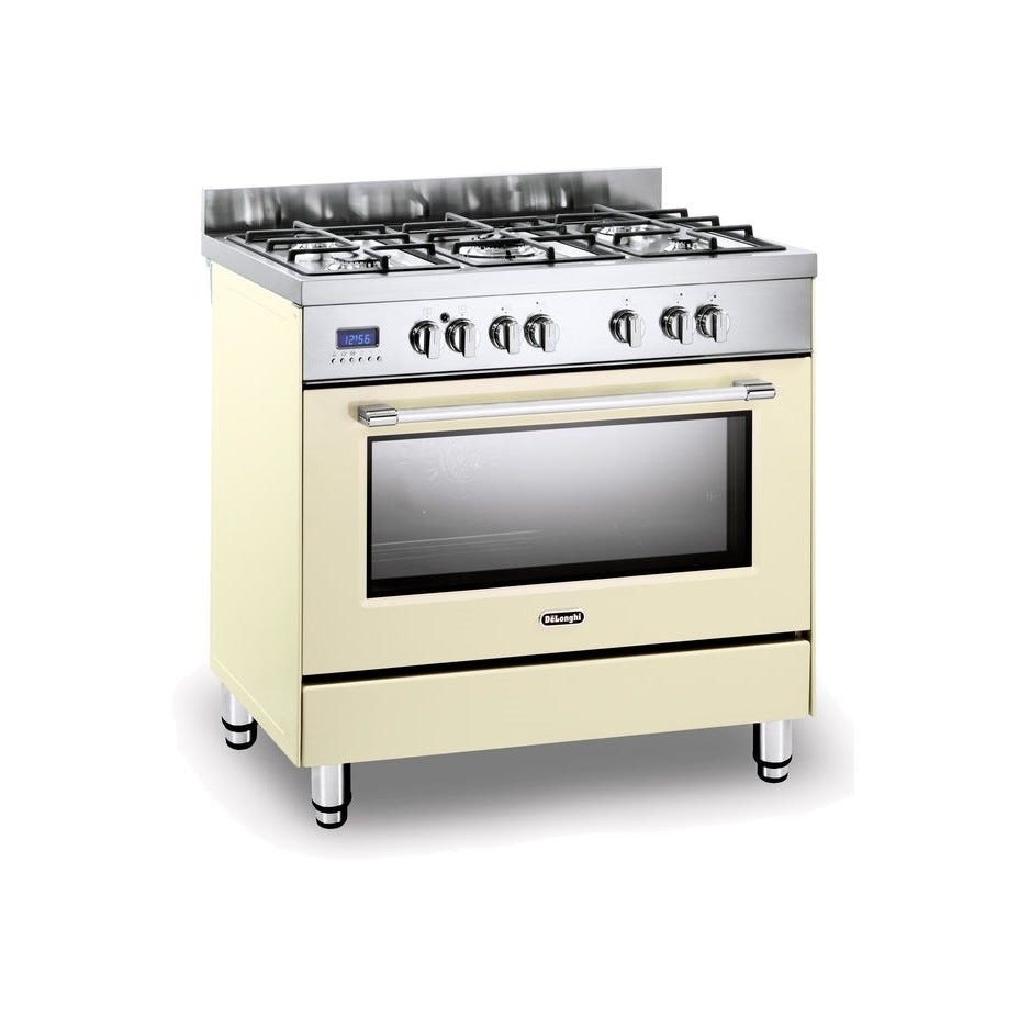 De Longhi PRO96MCED Professional Cucina da accosto cm 90 - 5 fuochi + 1 forno elettrico - scaldavivande - crema