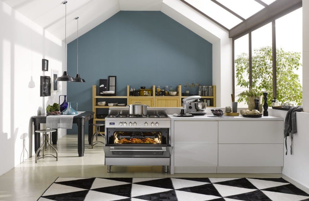 De Longhi PRO96MCED Professional Cucina da accosto cm 90 - 5 fuochi + 1 forno elettrico - scaldavivande - crema