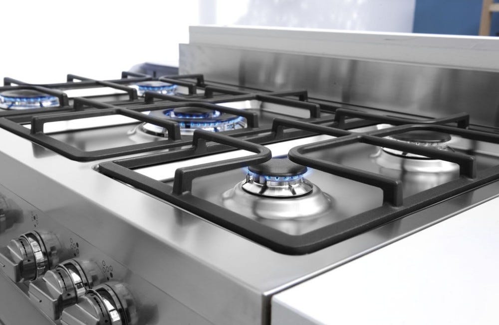 De Longhi PRO96MCED Professional Cucina da accosto cm 90 - 5 fuochi + 1 forno elettrico - scaldavivande - crema