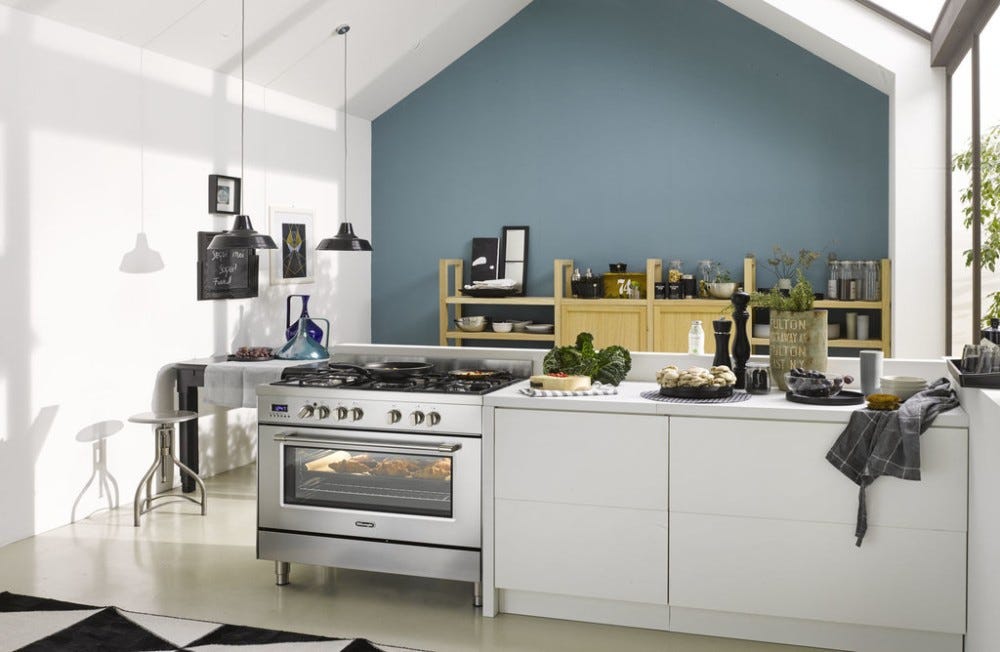 De Longhi PRO96MRED Professional Cucina da accosto cm 90 - 5 fuochi + 1 forno elettrico - scaldavivande - bordeaux