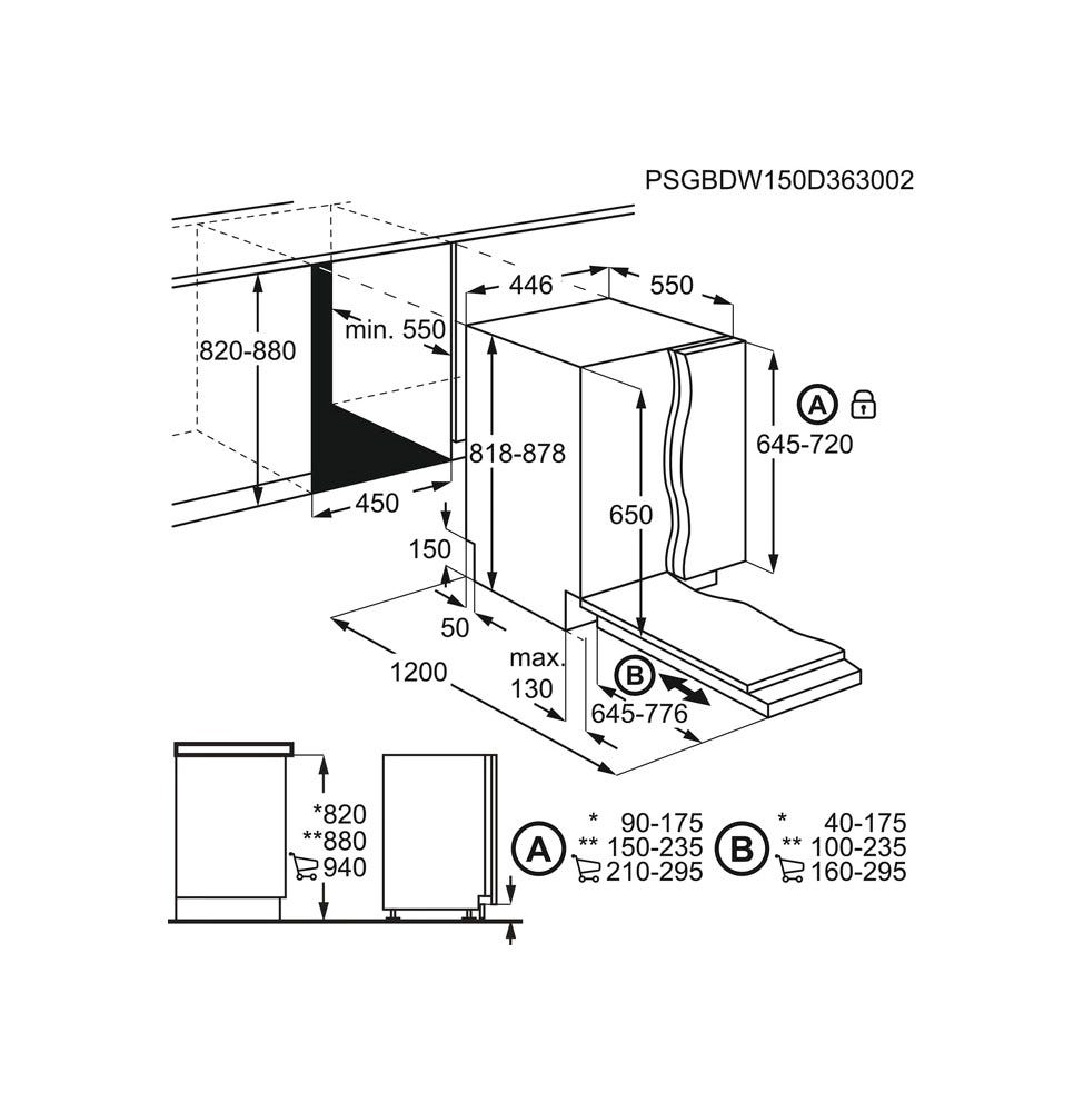 Electrolux KEGB2310L Lavastoviglie integrata totale cm. 45 - 9 coperti - cerniere sliding
