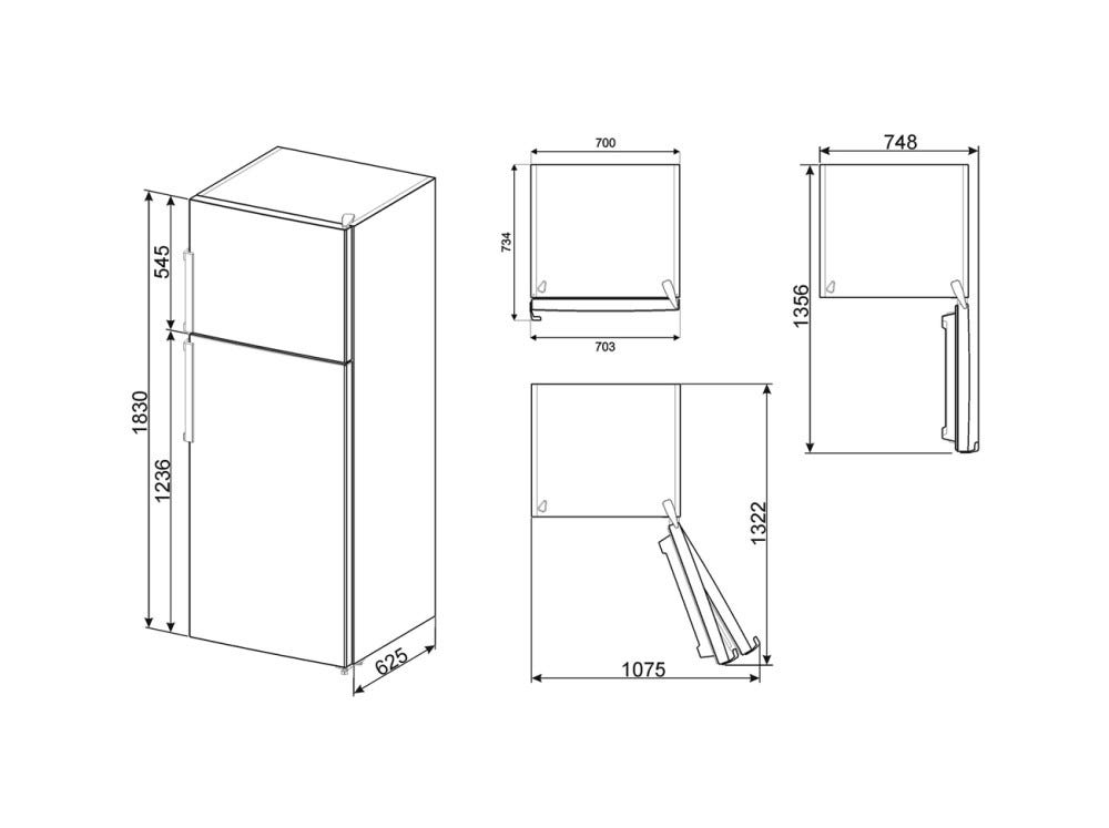 Smeg FD70EN4HX Universale Frigorifero con congelatore a libera installazione cm. 70 h. 183 - lt. 434 - inox