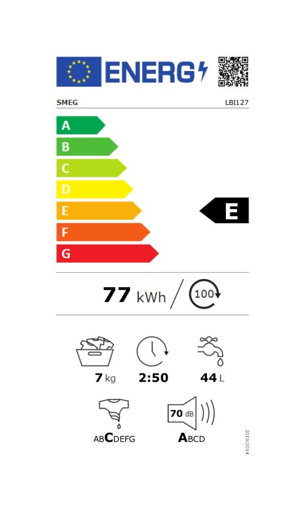 Smeg LBI127 Lavatrice cm. 60 - capacità 7 kg - integrata totale
