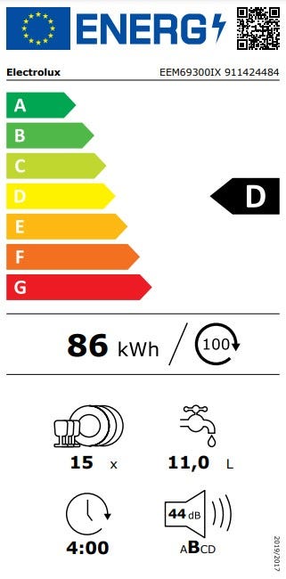Electrolux EEM69300IX Lavastoviglie integrata parziale cm. 60 - 15 coperti - frontalino inox