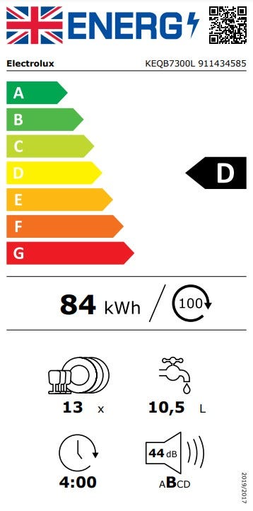 Electrolux KEQB7300L Lavastoviglie integrata totale cm. 60 - 13 coperti - cerniere sliding