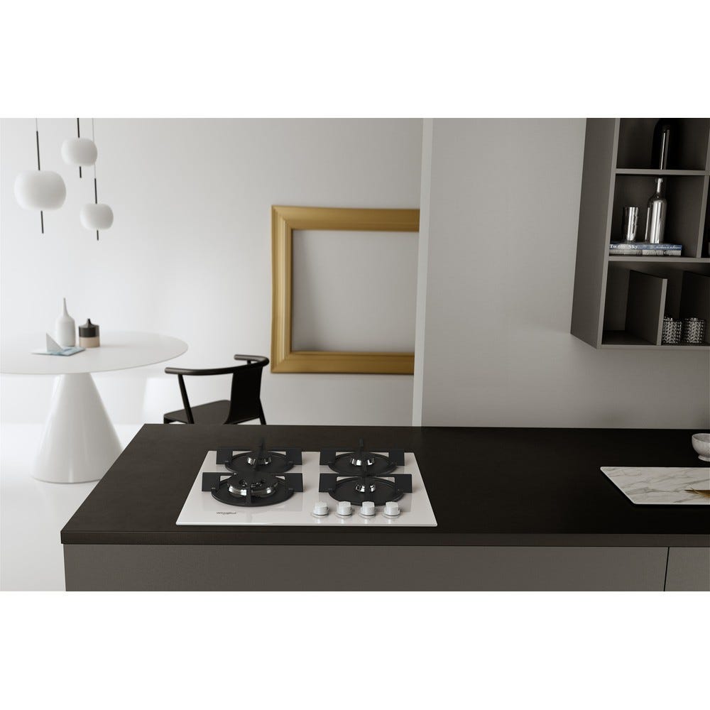 Whirlpool AKT 625/WH Piano a cottura a gas cm. 59 - vetro bianco