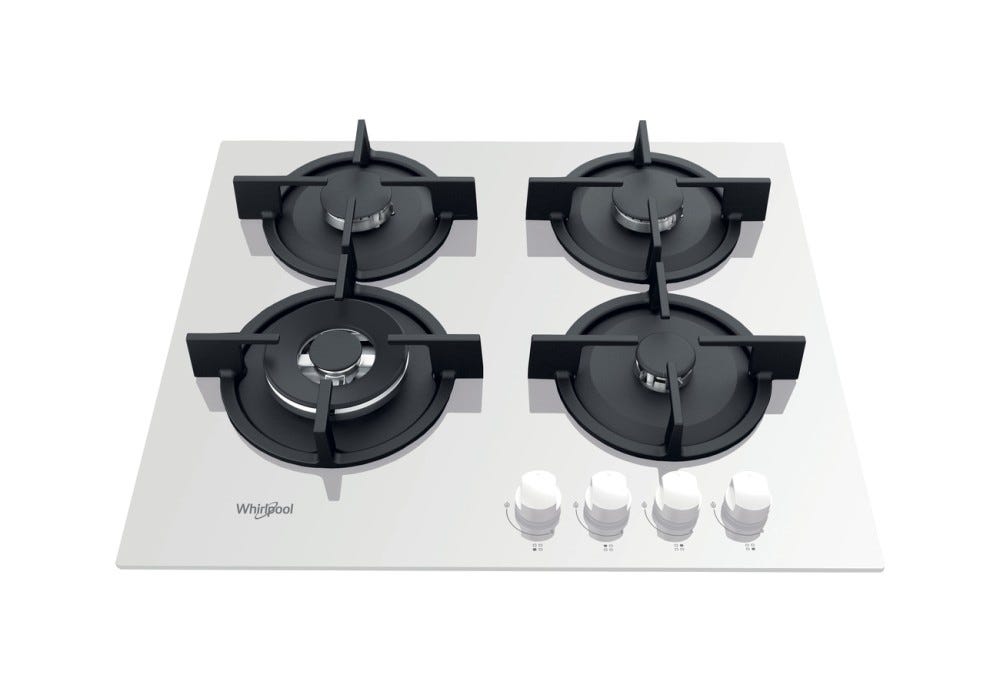Whirlpool AKT 625/WH Piano a cottura a gas cm. 59 - vetro bianco