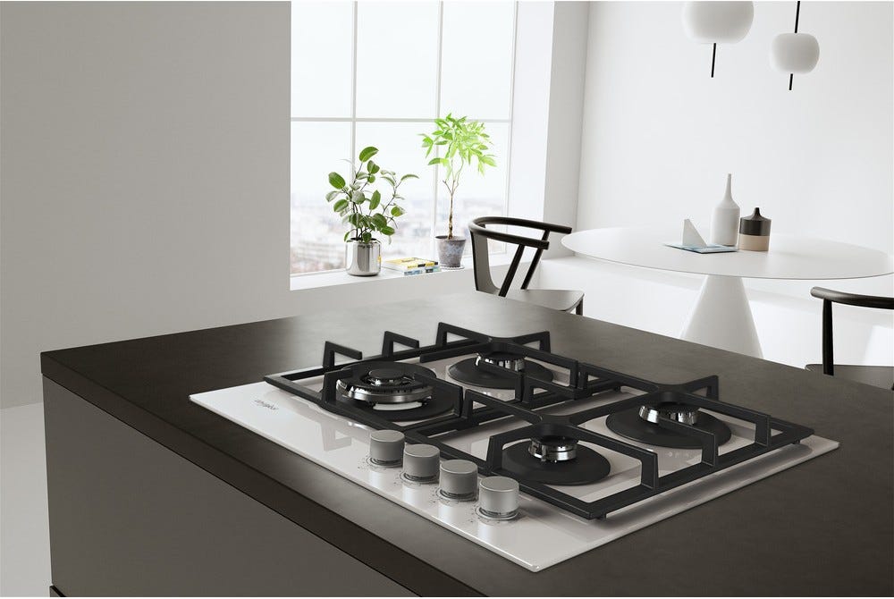 Whirlpool AKTL 629/WH Piano a cottura a gas cm. 59 - vetro bianco