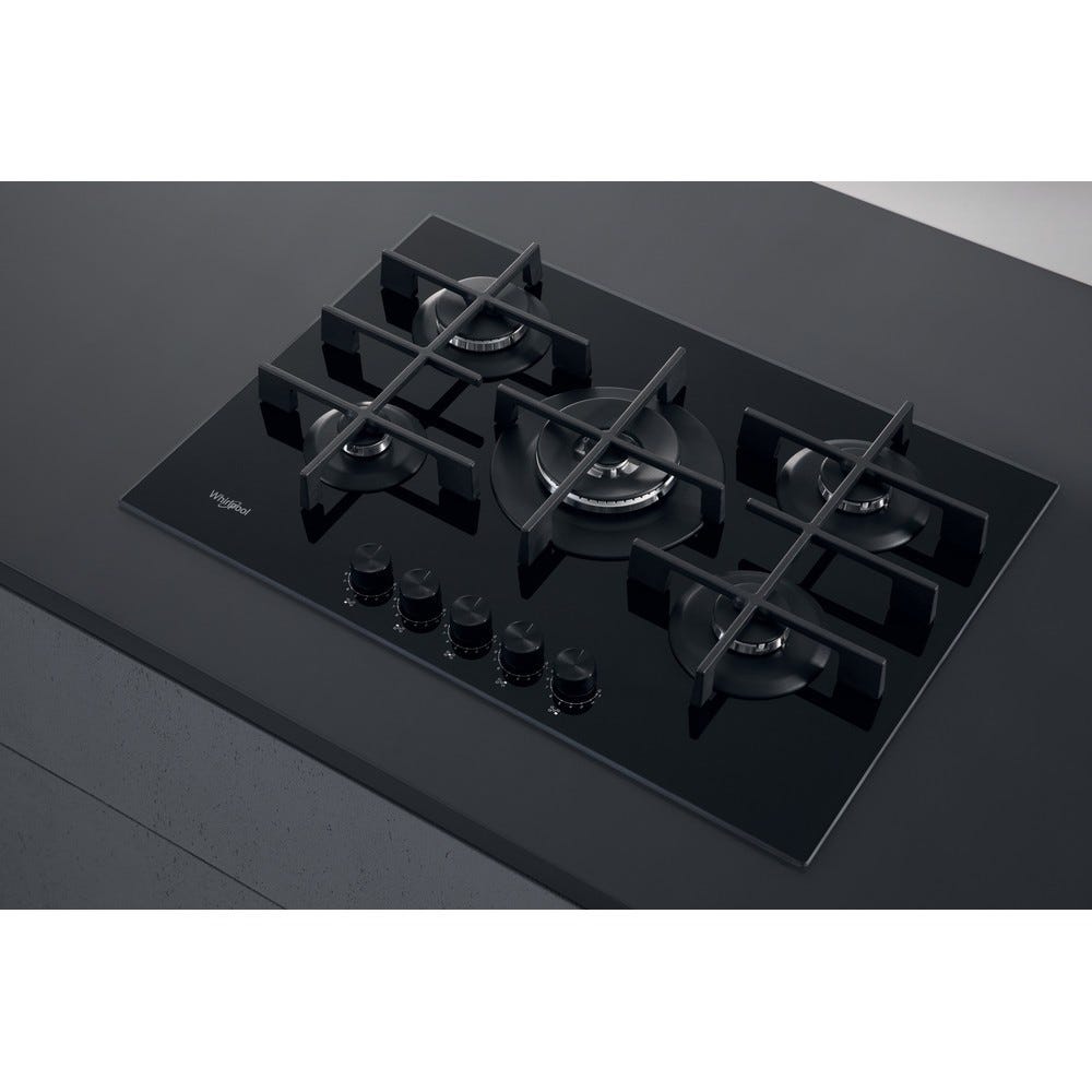 Whirlpool AKWL728/NB Piano a cottura a gas cm. 73 - vetro nero