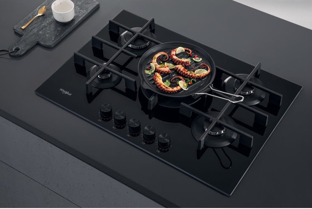 Whirlpool AKWL728/NB Piano a cottura a gas cm. 73 - vetro nero