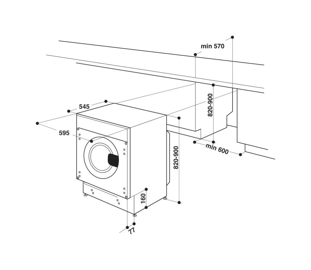Whirlpool BIWMWG71483EEUN Lavatrice da incasso cm. 60 - capacità 7 kg - bianco