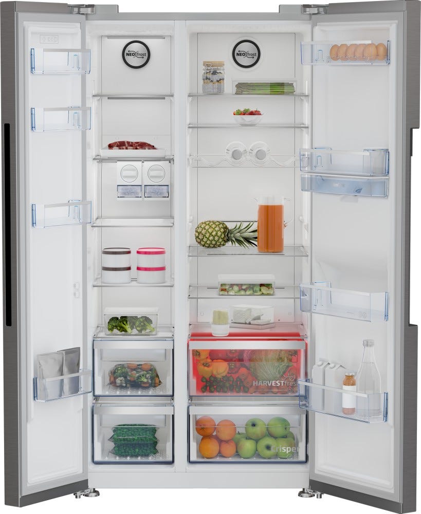 Beko GN163241XBN Frigorifero con congelatore side by side - cm. 91 h 179 - lt. 576 - inox