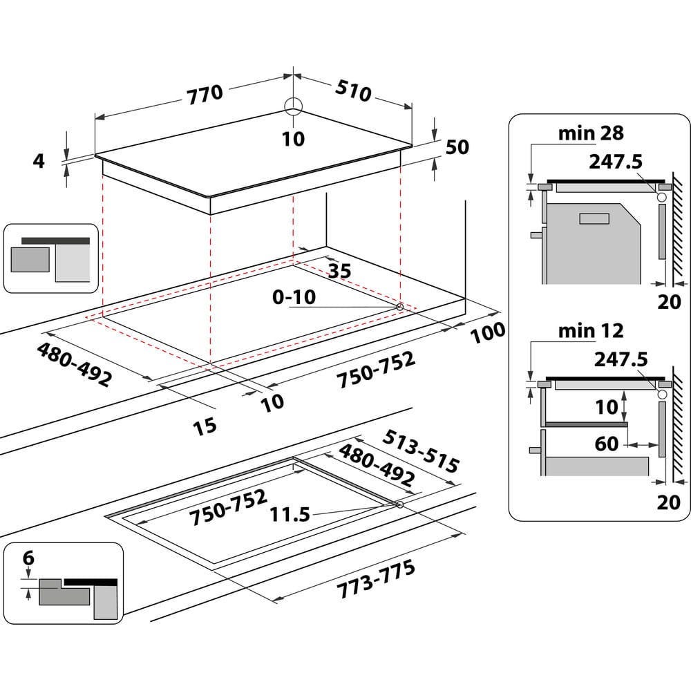 Whirlpool WLB2977NE Piano cottura a induzione cm 77 - vetroceramica nero