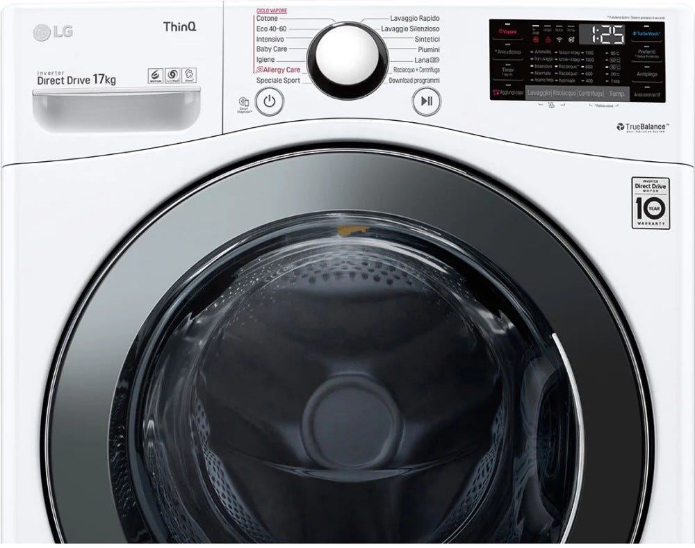 LG F1P1CY2W Lavatrice cm. 70 - capacità 17 kg - bianco