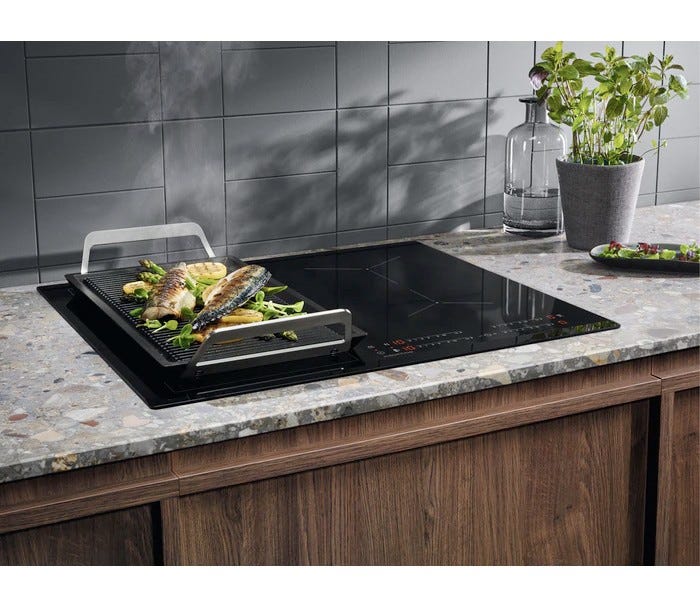 Electrolux EIL63443 Piano cottura a induzione, 4 zone, funzione Bridge, Hob2Hood, vetroceramica nero
