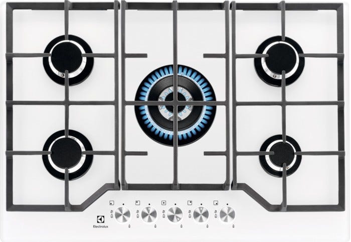 Electrolux KGG7536W Piano cottura a gas cm. 75 - vetro bianco