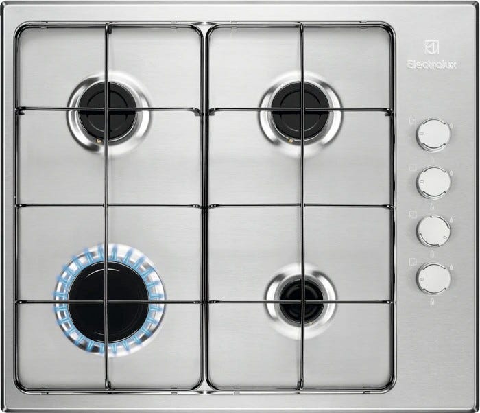 Electrolux KGS6404SX 300 Piano cottura a gas 60 cm, 4 fuochi, accensione integrata, inox