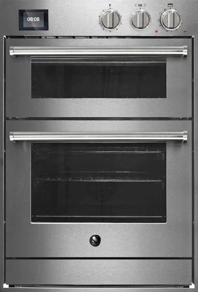 Steel Enfasi EQFFE6 Design40 Doppio forno da incasso 60x90 cm, 9 funzioni + forno pizza a pietra refrattaria, inox o antracite