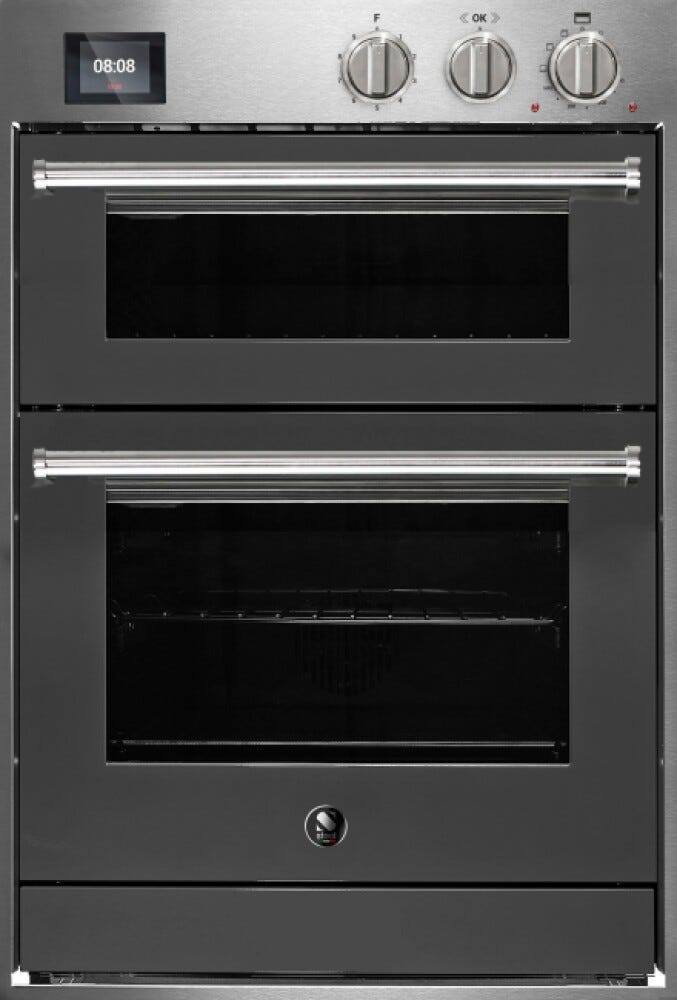 Steel Enfasi EQFFE6 Design40 Doppio forno da incasso 60x90 cm, 9 funzioni + forno pizza a pietra refrattaria, inox o antracite