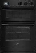 Steel Enfasi EQFFE6 NF Design40 Doppio forno da incass 60x90 cm, 9 funzioni + forno pizza a pietra refrattaria, nero