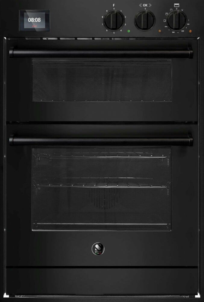 Steel Enfasi EQFFE6 NF Design40 Doppio forno da incass 60x90 cm, 9 funzioni + forno pizza a pietra refrattaria, nero