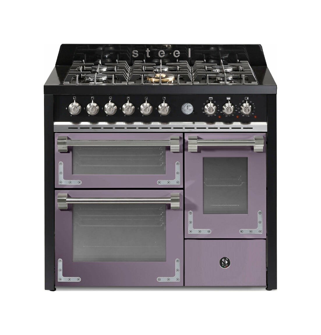 Steel Oxford 100/3 XQ10FFF Oxford 100/3 Cucina da accosto 100 cm, triplo forno elettrico (70 + 39 + 34 lt), piano cottura full-gas o induzione, acciaio inox