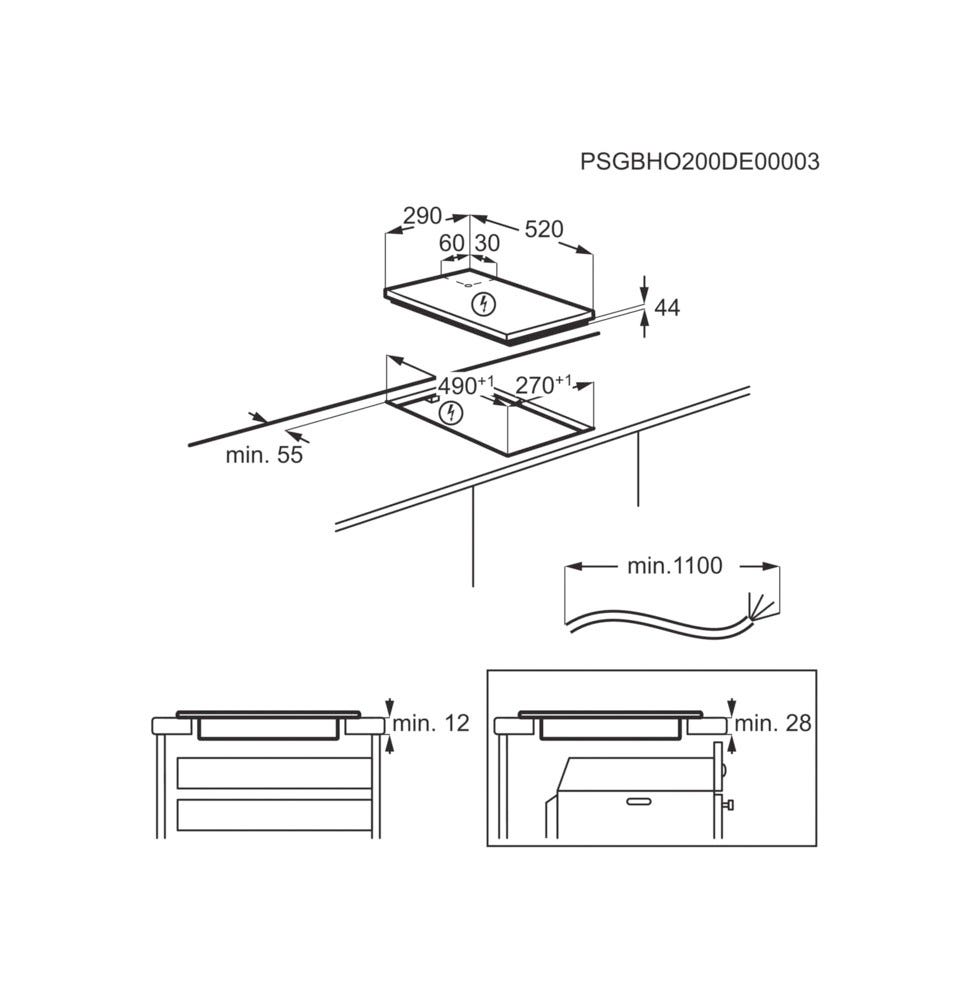 Electrolux LIT30231C 300 Piano cottura a induzione domino 2 zone, SliderTouch, funzione Power, Stop+Go, nero