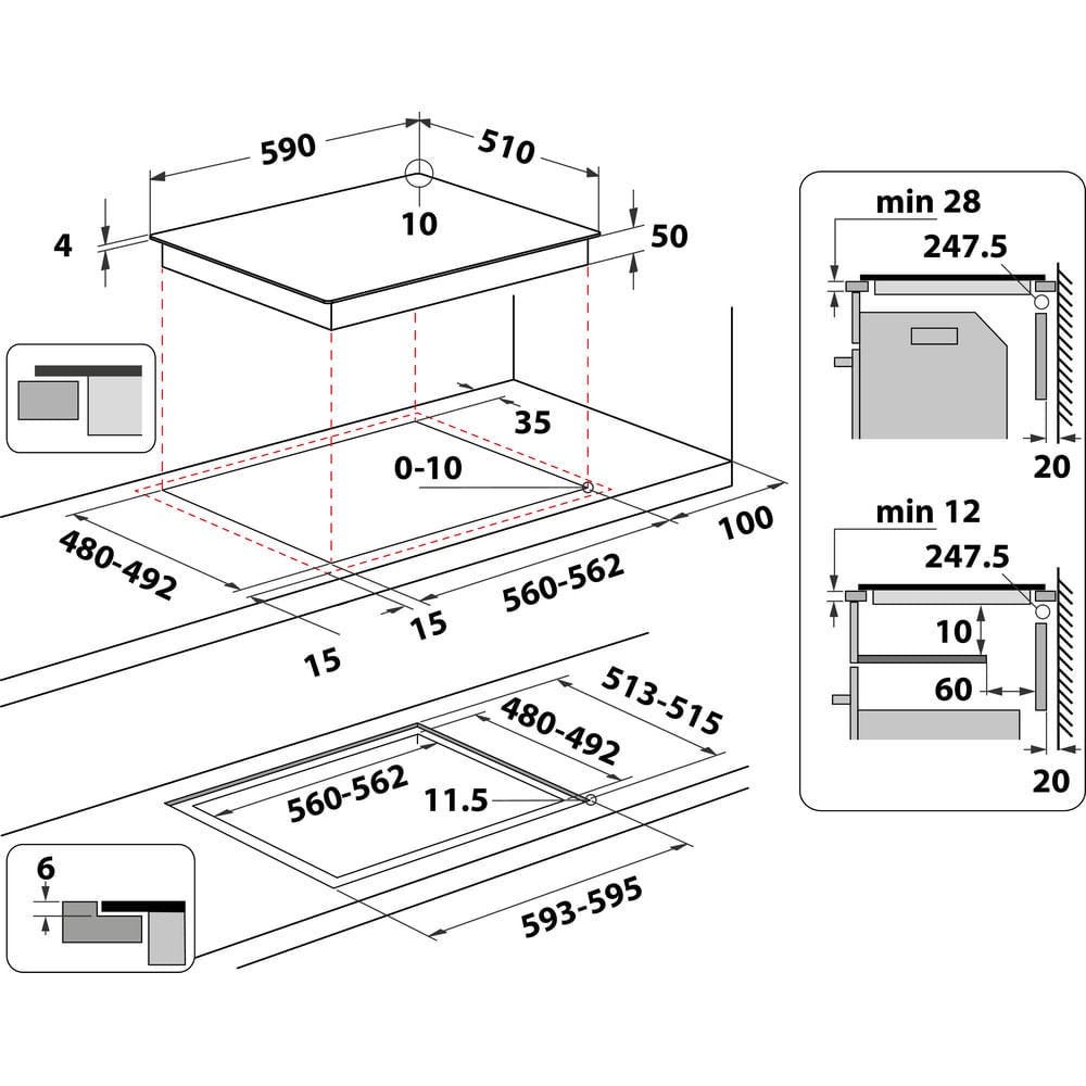 Whirlpool WSQ2160NE Piano cottura a induzione cm 59 - vetroceramica nero