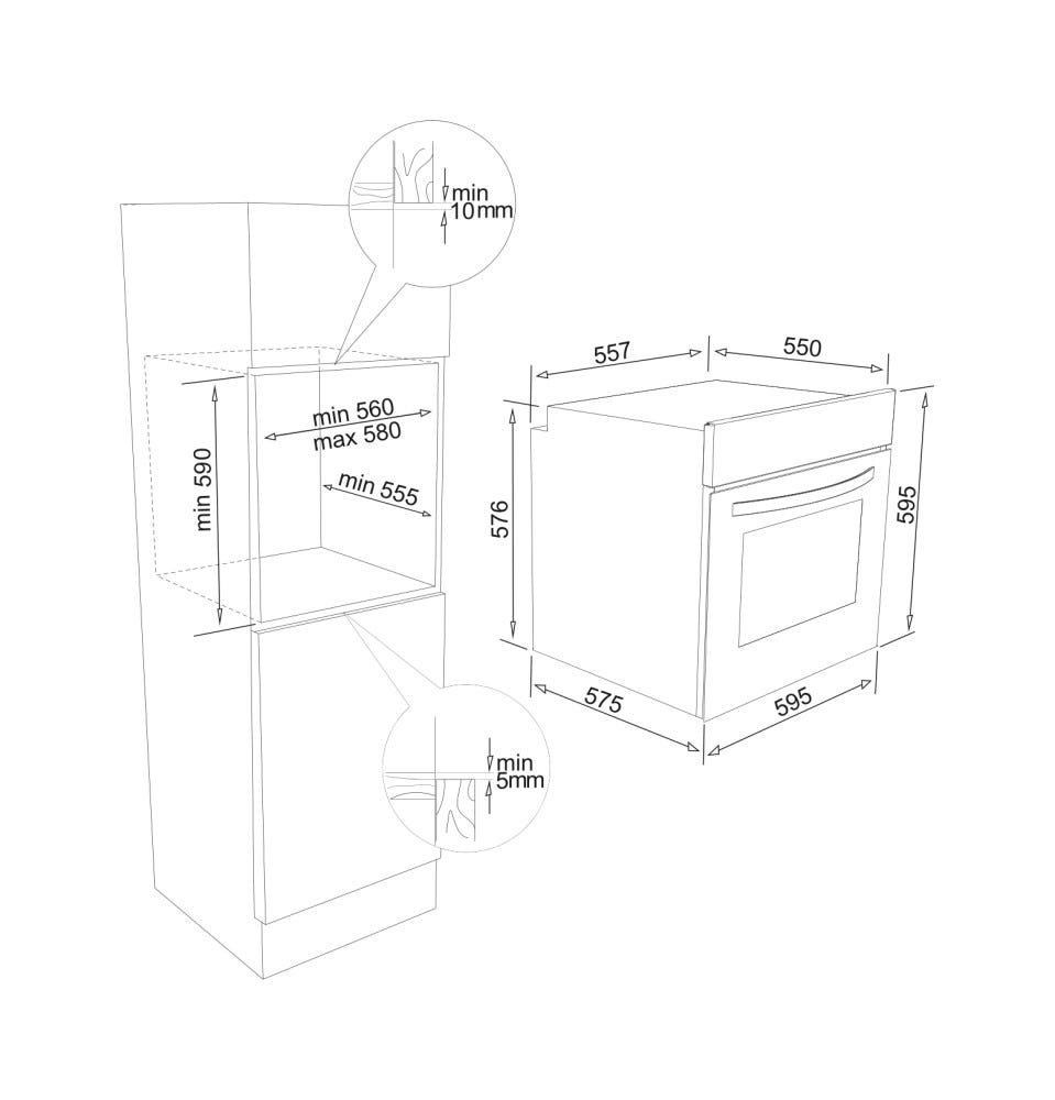 Elleci PLANO PLUS Forno elettrico multifunzione cm. 60 - keratek - black