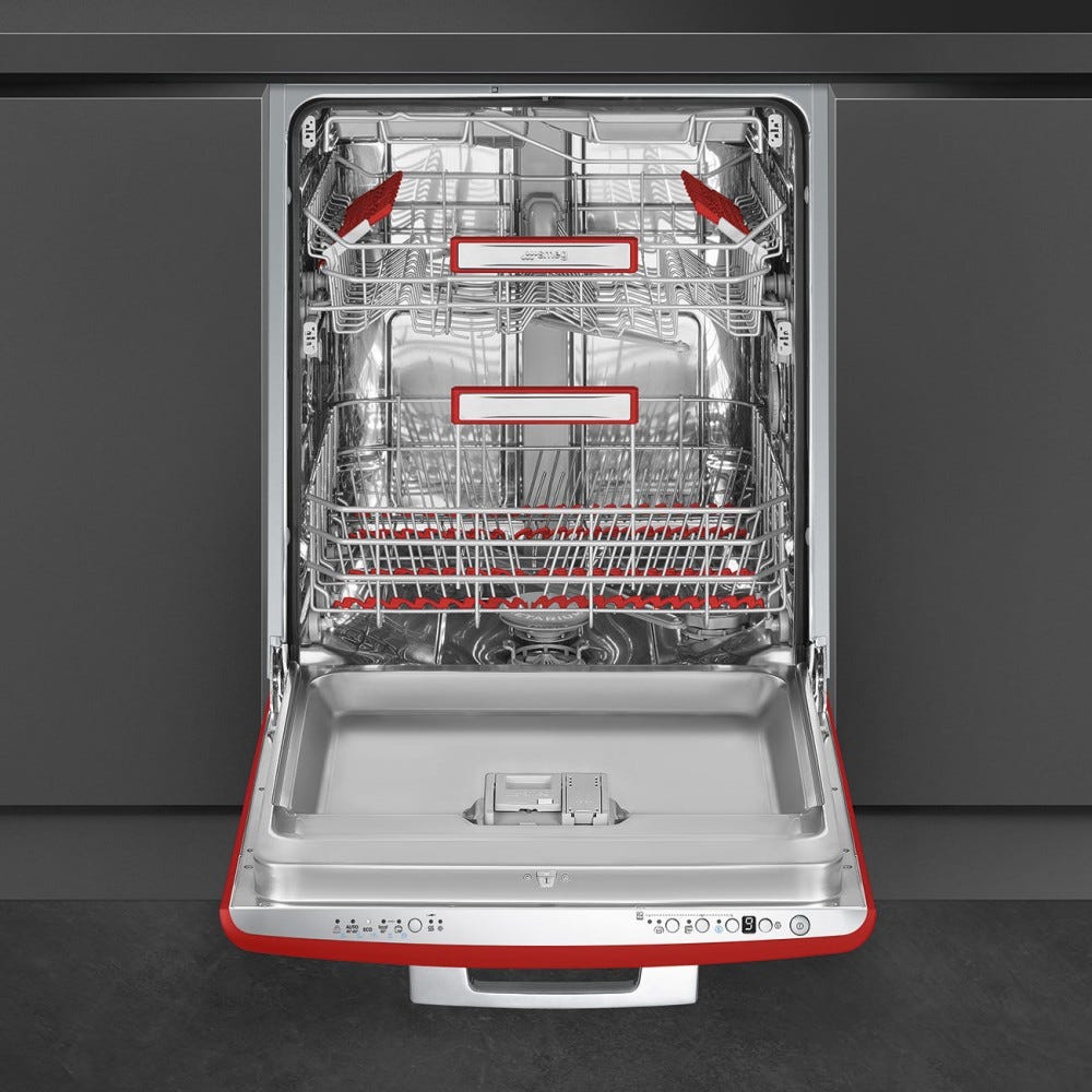 Smeg Selection STFABRD3 50's Style Lavastoviglie incasso sottotop cm. 60 - 13 coperti - rosso