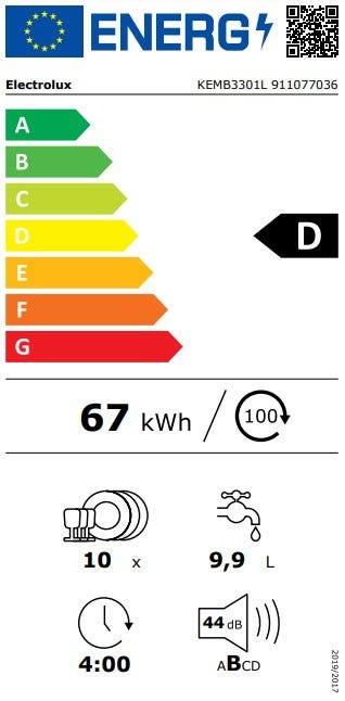 Electrolux KEMB3301L 700 AirDry MaxiFlex Lavastoviglie incasso cm. 45 - 10 coperti - cerniere sliding