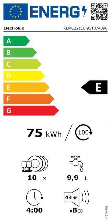Electrolux KEMC3211L 700 AirDry MaxiFlex Lavastoviglie integrata totale cm. 45 - 10 coperti - cerniere sliding