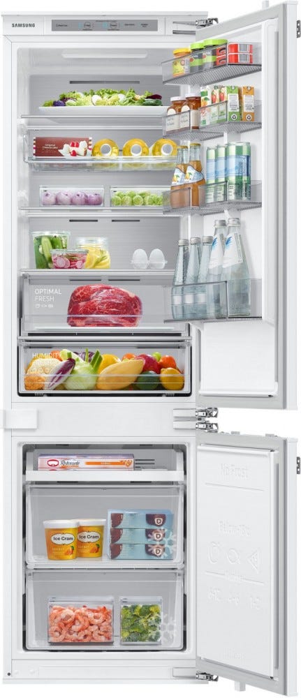 Samsung BRB26715CWW Frigorifero con congelatore da incasso cm. 54 h. 177 - lt. 264