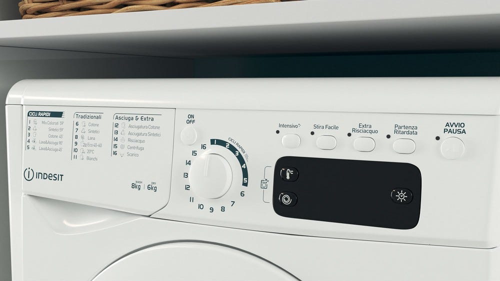 Indesit EWDE861483WITN Lavasciuga cm. 60 - lavaggio 8 kg - asciugatura 6 kg - bianco