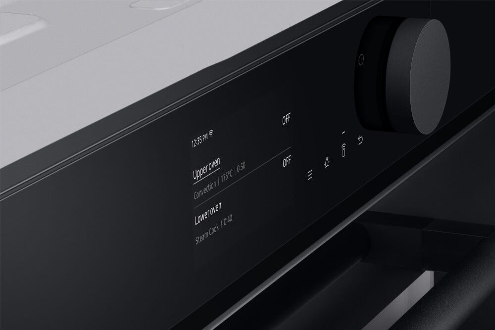 Samsung NV75T8979RK Infinite Line Forno incasso a vapore, Dual Cook, 75 litri, Wi-Fi, pulizia pirolitica, classe A+, nero lucido