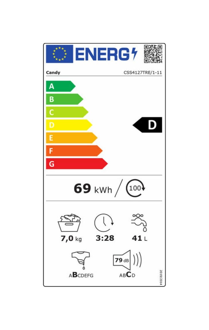 Candy CSS4127TRE/1-11 SMART Lavatrice cm. 60 - capacità 7 kg - bianco