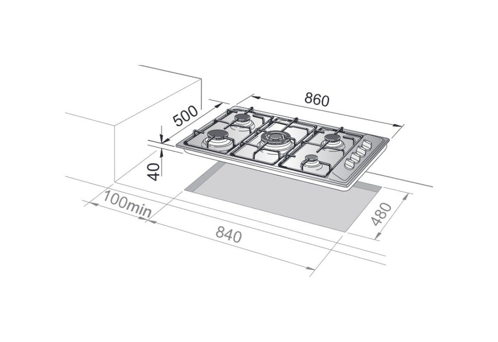 De Longhi YAL59 DD Continuativi Piano a cottura a gas cm. 86 - inox
