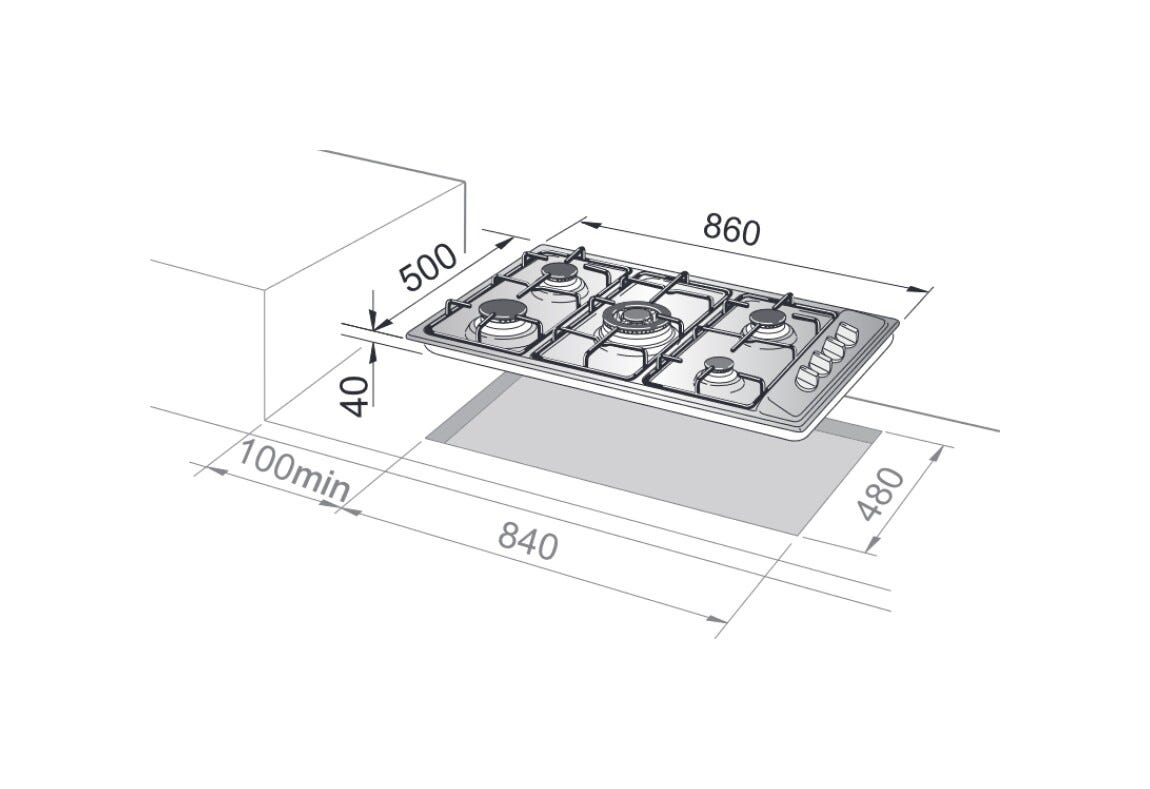 De Longhi YAL59 DD Continuativi Piano a cottura a gas cm. 86 - inox