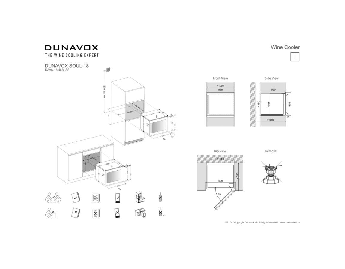 Dunavox VS-18.46SS Soul-18 Cantina vini cm. 59 - 18 bottiglie - inox